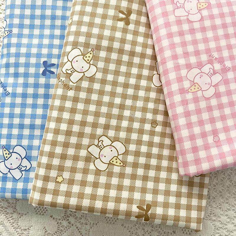 Baby Clothing Made In Usa - 50/100/150/200/250/300cm 100% Baumwoll-Twill Nähstoff Kleines Elefanten-Karomuster