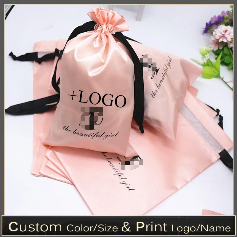 Baby Clothing Logo - 20PCS Baby Rosa Seide Satin Beutel